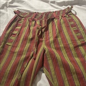 We The Free Striped Ankle Pants - Red and Green beach wear
